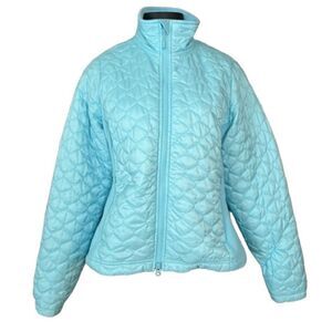 LL Bean bright turquoise blue quilted puffer jacket size small